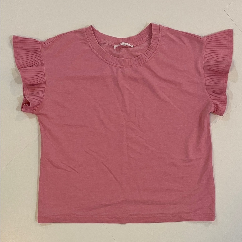 Pink Ruffle Sleeve Top Size S